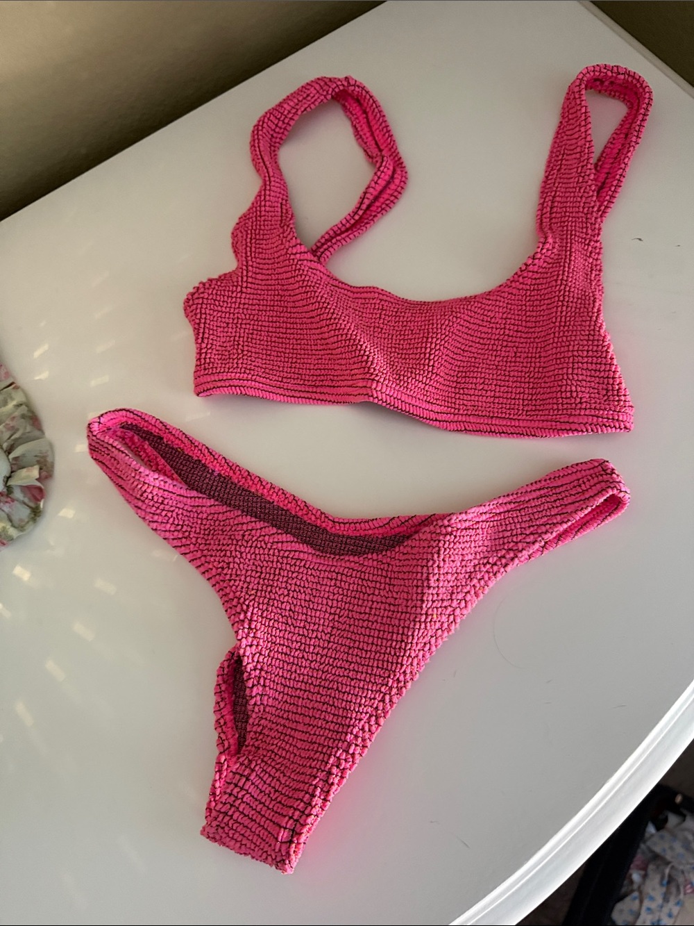 bond-eye Hot Pink Textured Bikini Set
